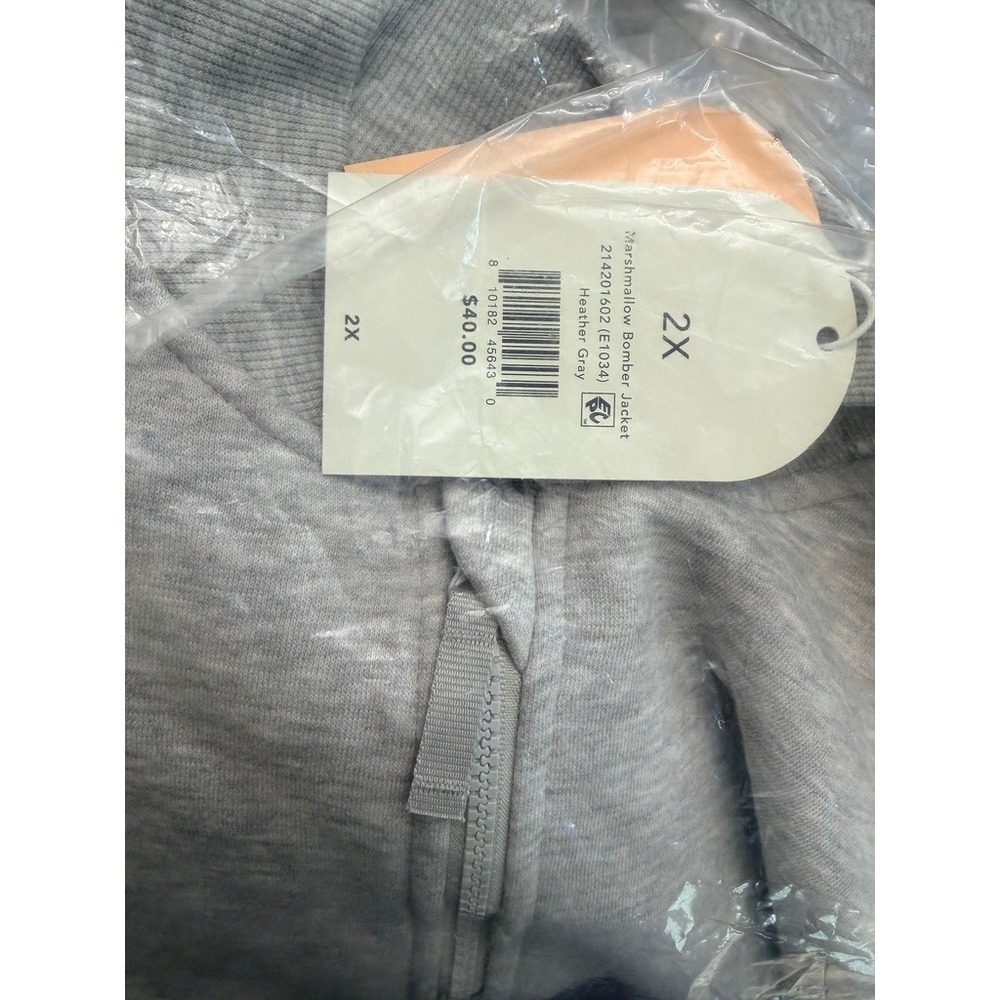 Blogilates Marshmallow Bomber Jacket Women 2X Heather Gray Oversized NWT - Picture 2 of 2